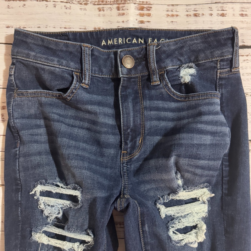 American Eagle Jeans‎ Next Level Stretch Jegging Distressed High Rise Women's 4 - Picture 2 of 16